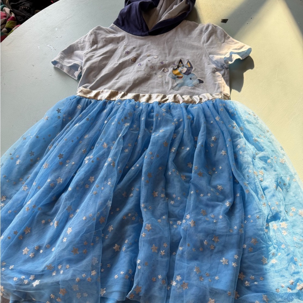 Blue and White Dress with Star Accents